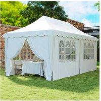 3X6M Weather-Resistant Pop-Up Garden Gazebo With Sand Bags & Carry Bag - White, Large Outdoor Shelter
