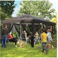 3X6M Heavy Duty Pop-Up Gazebo With Mesh Walls, Steel Frame & Carry Bag - Black Outdoor Event Shelter