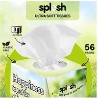 Splesh 3-Ply Ultra Soft Eco-Friendly Facial Tissues - 12 Cube Boxes Bulk Pack (672 Sheets, FSC Certified)