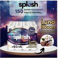 Splesh Quilted 3-Ply Extra Soft Eco-Friendly Toilet Tissue, Luna Bloom Scented - 60 Roll Bulk Pack