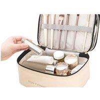 Unisex Pink Double Layer Cosmetic Bag Portable Makeup Bag Organizer
