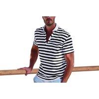 Men'S Striped Short Sleeve Polo Shirt - Breathable Polyester, Casual Versatile Fit, 6 Colours, S-3Xl