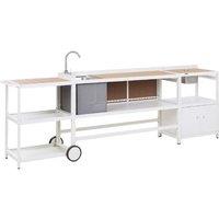3 Piece Outdoor Kitchen Appliance Set With Sink - Durable Metal, Uv-Resistant, Modern White