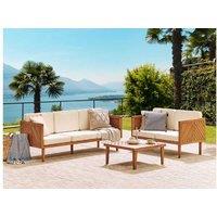 Acacia Wood 3-Seater Garden Sofa - Modern Outdoor Patio Furniture With Cushions
