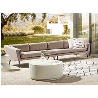 4 Seater Modern Aluminium Garden Sofa - Weather-Resistant Beige Outdoor Lounge Set
