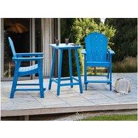 Adirondack Weather-Resistant Bistro Set - Outdoor Bar Table & 2 Chairs, Synthetic Wood, Blue, Seats 2