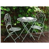 Folding Metal Bistro Set For 2 - Vintage Style, Powder-Coated Iron, Space-Saving Outdoor Furniture