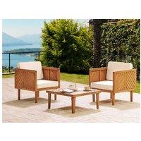 Acacia Wood Bistro Set With Cushions - Modern 2-Seater Outdoor Patio Furniture
