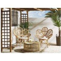 Beige Rattan Bistro Set With Cushions - 2-Seater Outdoor Garden Furniture