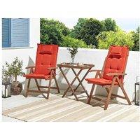 Acacia Wood Folding Bistro Set With Cushions - 2 Seater Rustic Outdoor Garden Furniture
