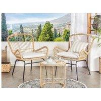 Labico Pe Rattan Bistro Set With Cushions - Weather-Resistant, 2-Seater, Modern Outdoor Furniture