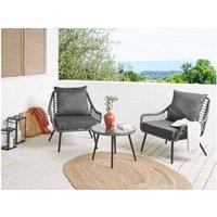 Grey Pe Rattan Bistro Set With Cushions - Outdoor 2-Seater Garden Furniture