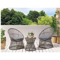 Mesyna Pe Rattan Bistro Set With Cushions - Weather-Resistant 2-Seater Garden Furniture