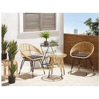 Pellaro Black Pe Rattan Bistro Set With Cushions - 2 Seater Garden Patio Furniture