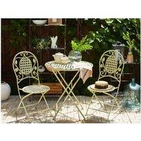 Metal Bistro Table - Foldable, Weather-Resistant, 70Cm, 2-Seater, Light Green, Retro Garden Style