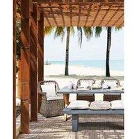 Natural Rattan Garden Armchair - Boho Style, Cushioned, Indoor/Outdoor