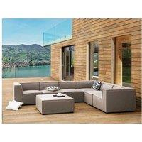 Arezzo 7-Seater Modular Garden Corner Sofa Set With Ottoman - Weather-Resistant, Modern Outdoor Lounge