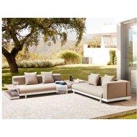 Beige 5-Seater Aluminium Garden Corner Sofa Set With Weather-Resistant Coffee Tables - Modern Outdoor Lounge