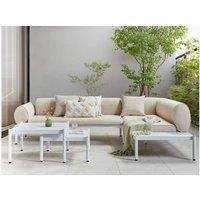 Aluminium Garden Corner Sofa Set - 5 Seater, Modern Beige, Weather-Resistant With Table