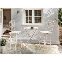 Metal Folding Garden Bar Table - 60Cm Provencal Style, Weather-Resistant, Beige