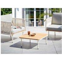 Modern Outdoor Coffee Table - 74Cm Square, Aluminium & Weather-Resistant Synthetic Wood, Seats 4