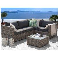 Modern Grey Pe Rattan Garden Corner Sofa Set - 4 Seater With Coffee Table, Weather-Resistant, Left Hand Avola