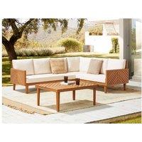 Acacia Wood 4-Seater Corner Sofa Set With Coffee Table - Modern Outdoor Garden Furniture, Left-Handed