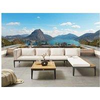 4-Seater Acacia Wood Garden Corner Sofa Set With Table - Fsc Certified, Modern Outdoor Lounge