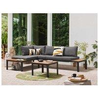 Modern Aluminium & Plastic Wood 4-Seater Modular Corner Sofa Set With Table - Weather-Resistant Outdoor Lounge