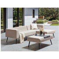 Modern Aluminium 4-Seater Corner Sofa Set With Table - Weather-Resistant Beige Fabric, Left Hand