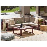 Acacia Wood 4-Seater Modular Corner Sofa Set With Table - Modern Outdoor Garden Furniture