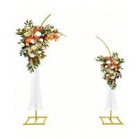 2Pcs Gold Curved Wedding Arch Frame