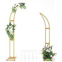 2Pcs Gold Metal Half-Moon Decorative Backdrop Stand - Modern Event & Home Decor