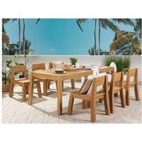 6-Seater Rustic Acacia Wood Garden Dining Set - Livorno Outdoor Table & Chairs