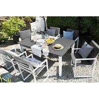 Aluminium 6-Seater Garden Dining Set With Cushions - Modern, Weather-Resistant, Extendable Table