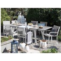 Aluminium 6-Seater Modern Garden Dining Set - Weather-Resistant, Extendable Table, Grey