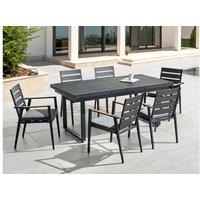 6-Seater Aluminium Garden Dining Set - Extendable Table, Weather-Resistant, Modern Black