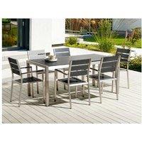 6-Seater Modern Aluminium Garden Dining Set - Weather-Resistant, Stackable Chairs, Black & Silver