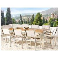 8 Seater Modern Eucalyptus Wood Garden Dining Set - Outdoor Table & Chairs, Weather-Resistant