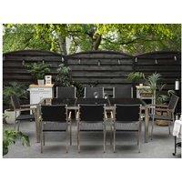 8-Seater Modern Granite & Rattan Outdoor Dining Set - Weather-Resistant, Stackable Chairs