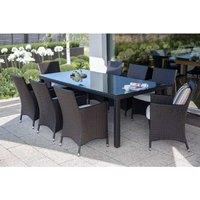8-Seater Brown Pe Rattan Outdoor Dining Set With Cushions - Modern Garden Furniture