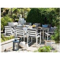 8-Seater Aluminium Garden Dining Set With Cushions - Modern Grey, Weather-Resistant