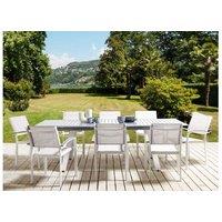 8-Seater Modern Aluminium Garden Dining Set - Weather-Resistant, Extendable Table, Grey