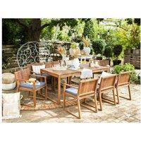 Acacia Wood 8-Seater Garden Dining Set With Cushions - Modern Outdoor Patio Furniture