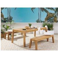 Acacia Wood 6-Seater Rustic Garden Dining Set With Benches - Weather-Resistant, Sturdy & Stylish