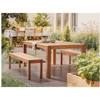 Eucalyptus Garden Dining Set With Benches - 6 Seater, Modern Outdoor Furniture