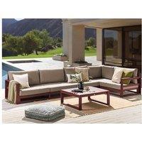 Acacia Wood Modular Corner Sofa Set With Table - 5 Seater Modern Garden Lounge