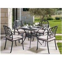 Aluminium Garden Dining Set 4 Seater Ancona With Cushions - Weather-Resistant Metal Outdoor Furniture, Black Or Grey
