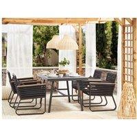 Modern 4-Seater Aluminium Garden Dining Set With Cushions - Weather-Resistant, Black Finish