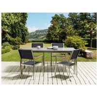 Modern 4-Seater Rattan Dining Set - Tempered Glass, Weather-Resistant, Stackable Chairs